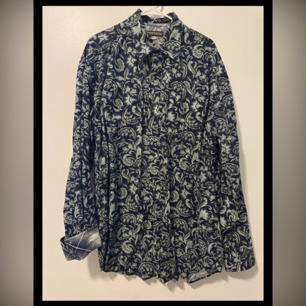 Stetson Blue and Gray Paisley Shirt
